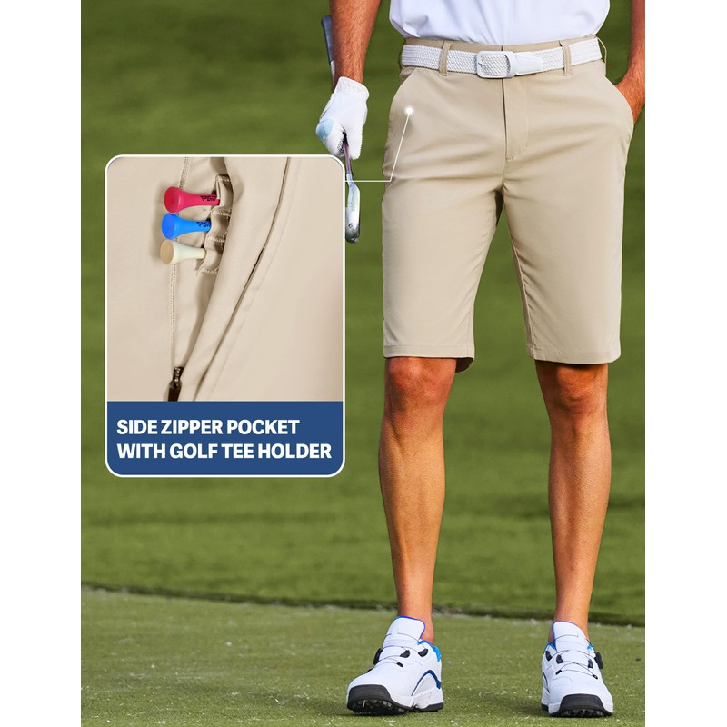 PULI Mens Golf Shorts 11 Inch Inseam Business Dress Casual