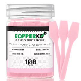 Kopperko 100 Pack 2.5 Inch Cosmetic Spatulas - Small Plastic Spatula for Cosmetics, Creams, & Crafts | Makeup Spatula or Multipurpose Mini Applicator for Mixing, Skincare, or Scraping Jars | Pink