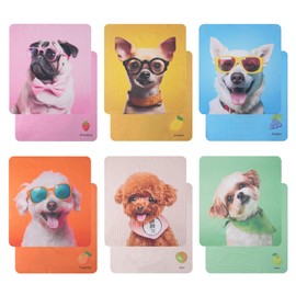 Large Microfiber Cleaning Cloth for Glasses - Multicolor Eyeglasses Cleaning Cloth - Lens Cleaning Cloth for Camera, Glasses, Screens, Phones and Delicate Surfaces, Cute Design-12Pack 7x8in