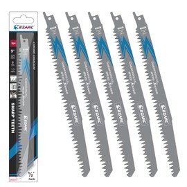 EZARC R931GS Sabre Saw Blades, Set of 5, for Wood, Accessories, for Quick Cuts, 225 mm, 5TPI