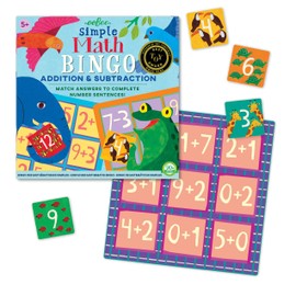 eeBoo: Simple Math Bingo Game, Addition & Subtraction, Match Answers to Complete Number Sentences, 54 Tiles Included, for Ages 5 and up