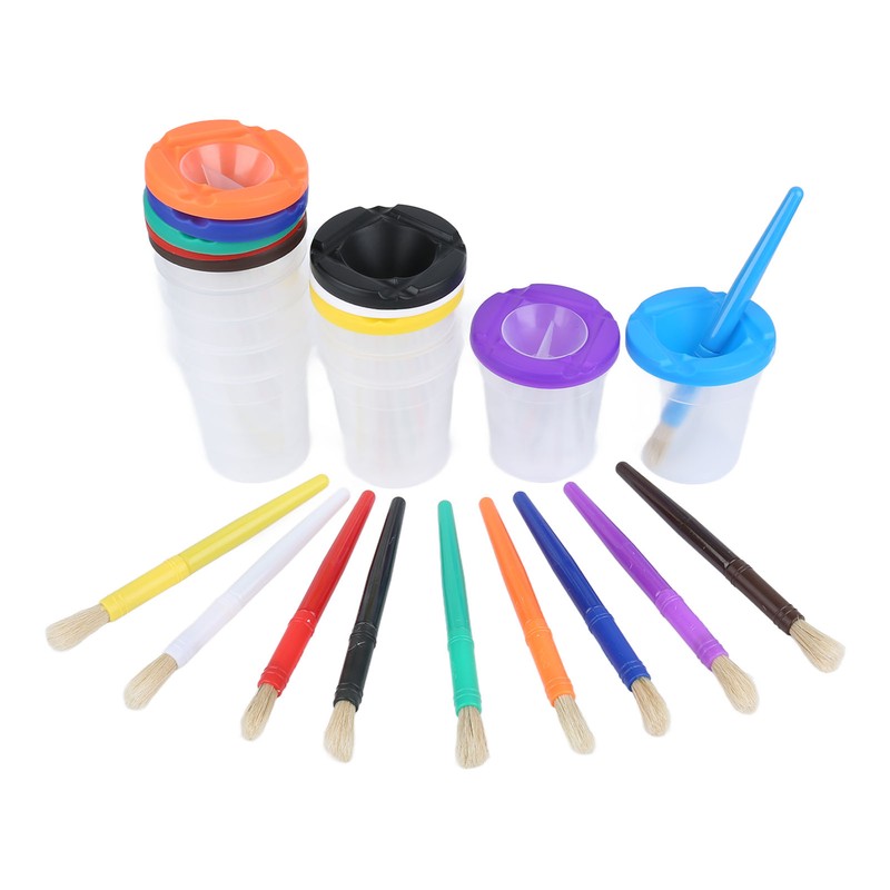 10 Pieces Spill Proof Paint Cups Kids Painting Set with
