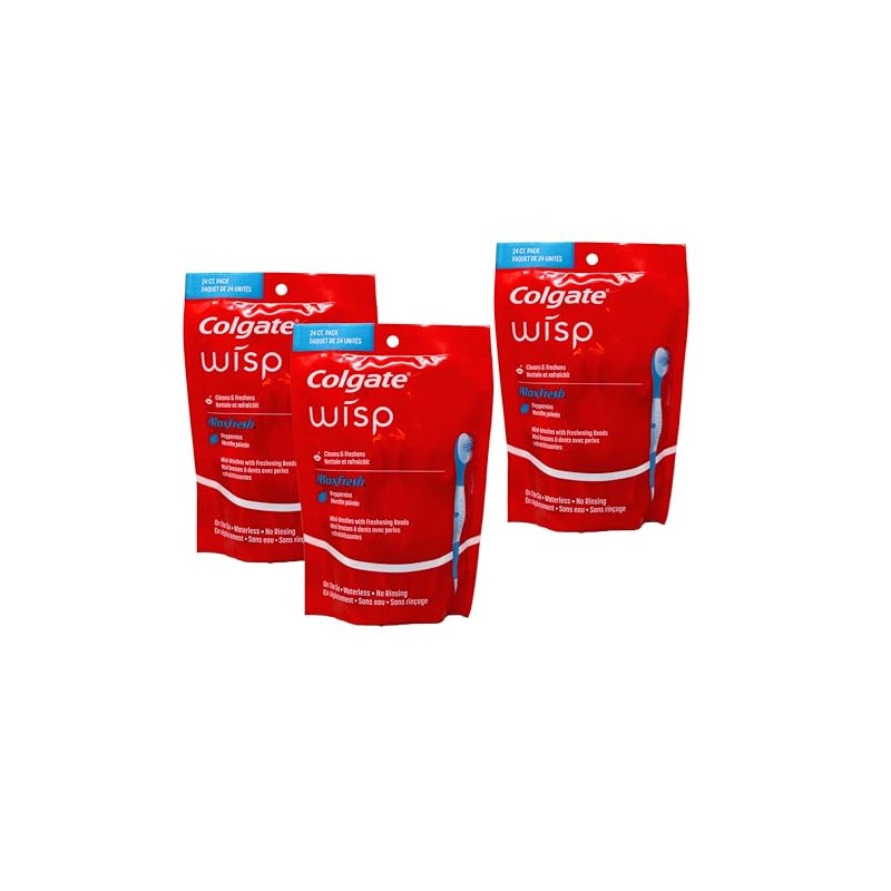Colgate Max Fresh Wisp Disposable Mini Toothbrush, Peppermint , 3