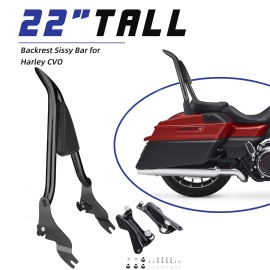 Unbranded 22in Backrest W/ Docking Hardware for Harley Road King Road Street Glide 14-2024