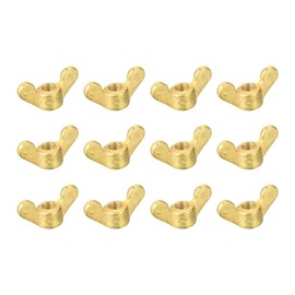 sourcing map Pack of 12 Brass Wing Nuts M6 Wing Nut Hand Twist Tighten Fasteners for Furniture Machines Electronic Devices