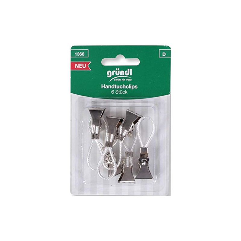 GRÜNDL 6 towel clips, 5 cm per clip, with loop
