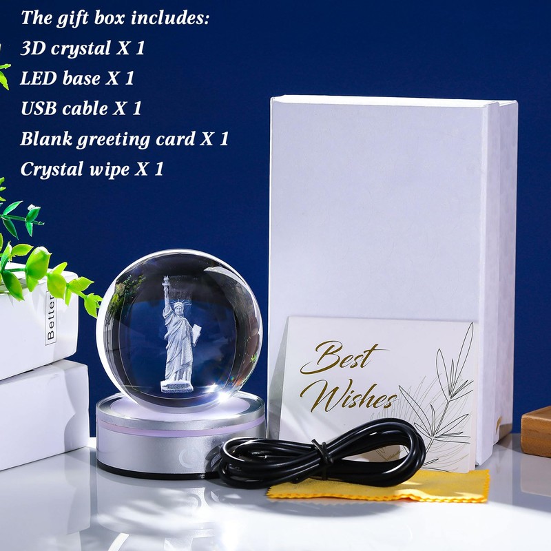 Movdyka 3D Crystal Ball Statue of Liberty Figurine New York