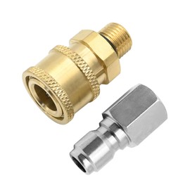 Ollanoos 2Pcs Pressure Washer Quick Connect Adapter Set, NPT 1/4 Inch Quick Connect Fittings Male Female Pressure Washer Couplers Quick Connect Fittings Stainless Steel for Pressure Washer Outlet