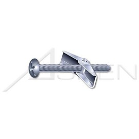 (200 pcs) 1/8" X 3", Toggle Bolts and Wings, Mushroom Head, Combination Slot/Phillips Drive, Steel