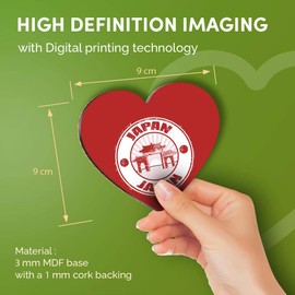 Destination Vinyl ltd Great Coasters (Set of 4) Heart - Japan Pagoda Flag Japanese Drink Glossy Coasters/Tabletop Protection for Any Table Type #4098