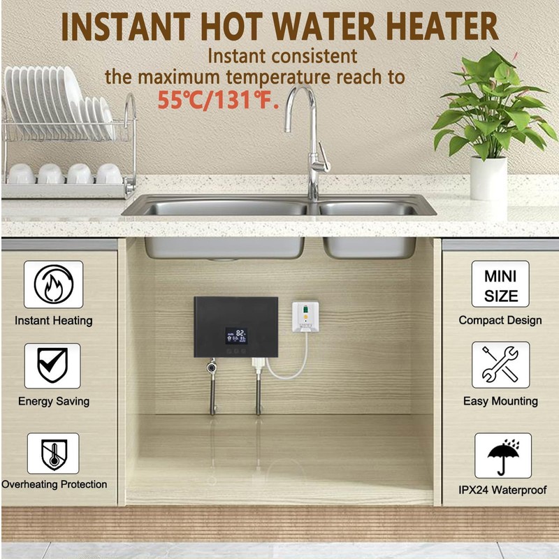 Electric Tankless Water Heater 3000W 110V Constant Temperature Instant Hot