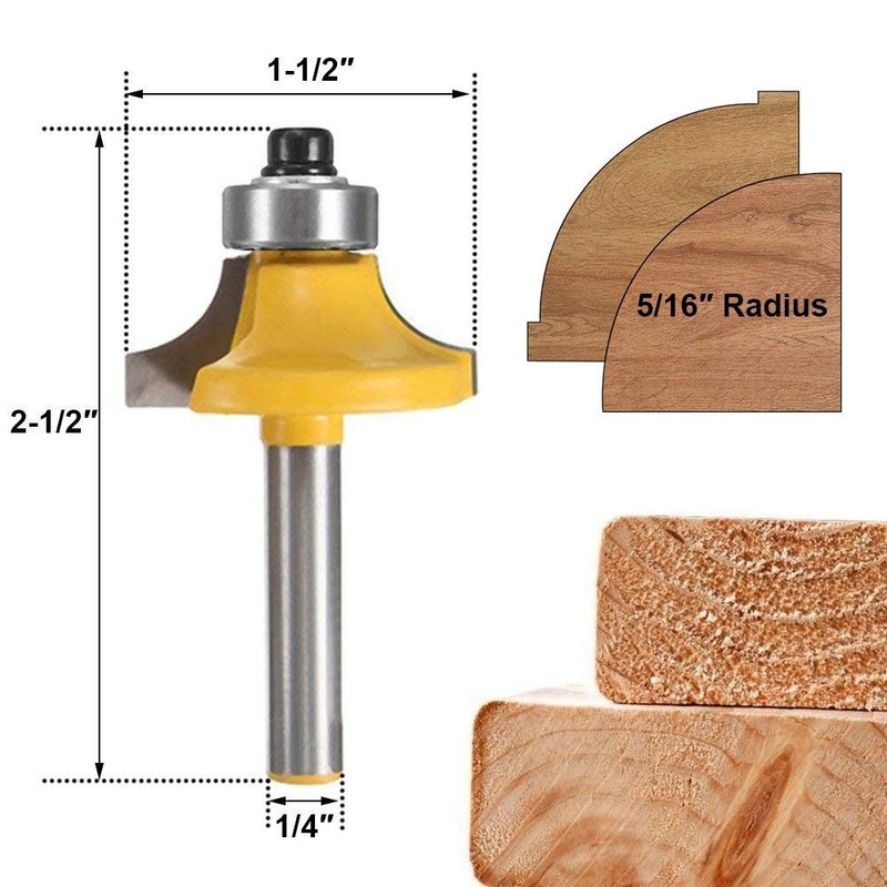 Bestgle 4 Packs 1/4 Inch Shank Roundover Edging Router Bit