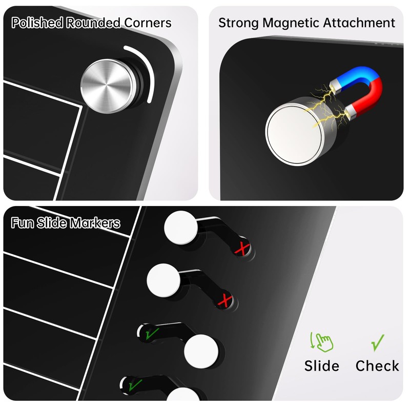 NiHome Magnetic Acrylic to Do List Planning Board with Sliders