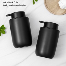 rejomiik Foaming Soap Dispenser Thick Ceramic Foam Hand Soap Dispenser for Bathroom or Kitchen Sink, Liquid Pump Bottles for Hand soap, Body Wash, Black