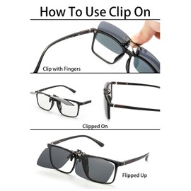 CoWalkers Gafas de sol con clip para anteojos graduados,Gafas de sol antideslumbrantes de gafas de sol con clip polarizadas para anteojos recetados,2 Pcs (Negro + Amarillo)