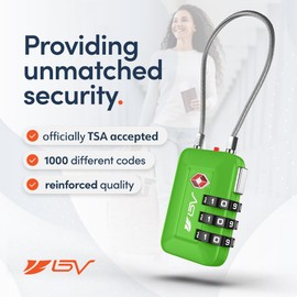TSA Accepted Luggage Travel Lock, Set-Your-Own Combination Lock for School Gym Locker, Luggage Suitcase Baggage Locks, Filing Cabinets, Toolbox, Case (Green, 1 Pack)