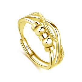 Deyanse Anxiety Ring 925 Silver Anxiety Ring for Women, Open Adjustable Anti-Stress Ring, Decompression Rings with Zircon, Infinity Spinner Fidget Ring, Stress Ring, Mood Ring Against Anxiety Stress,