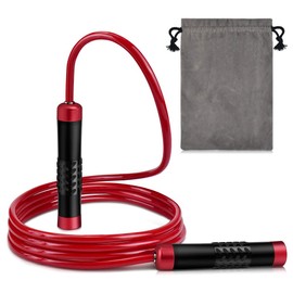 PACETAP Weighted Jump Rope, Steel Wire Skipping Rope, Workout for Double Unders, Cross Fitness, Boxing, Exercise, Professional Speed Rope with Swivel Ball Bearing for Men & Women