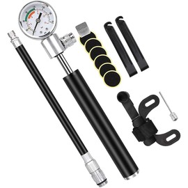 ZOOENIE Mini Bicycle Pump, Bicycle Air Pump with Pressure Gauge, Glueless Puncture Repair Kit, Fits 210 PSI Presta and Schrader Valve for Mountain Bike, Ball, Inflatable Toy