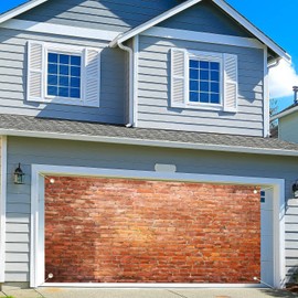 13 x 6 ft Brick Wall Garage Door Backdrop Decoration, Large Rustic Brown Stone Wall Garage Door Decoration Cover 6 x 13 ft Kids Adult Birthday Party Background