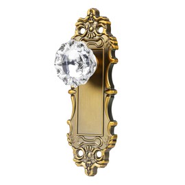 ToPToToo Vintage Brass Dummy Door Knob Interior, Antique Single Side Glass Closet Door Knobs Replacement Vintage Crystal Cabinet Dummy Door Handles No Lock,2 Pack