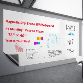 Magnetic Dry Erase Whiteboard 78"x40"- Self-Adhesive Flexible Wall Board Kit with 11 Markers, 6 Magnets, Magnetic Eraser & Holder - Ultra Smooth Writing,Effortless Clean for Office, Home, School