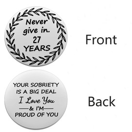 Ukodnus 27 Year Sobriety Coin, Twenty-Seven Years Sober, Recovery Token, Sober for Him, AA Recovery Medallion Chip, Unique 12 Step Gifts, NA Addiction Recovery Gift