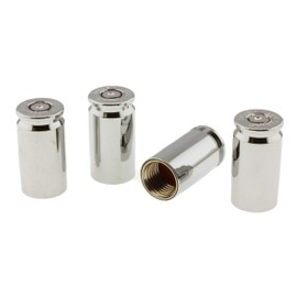 Screws4Bikes 4 x Valve Caps Cartridge Sleeve 9 mm Chrome Universal for Car, Motorcycle, Moped, Truck