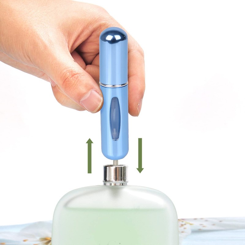 OBSCYON ポータブルミニ詰め替え可能香水スプレーアトマイザーボトルの香り ポンプケース 8個セット 5ml 光沢のあるピンク/明るいシルバー/ブライトブルー/ブライトゴールド/ブライトブラック/サブレッド/ローズレッド/サブパープル。