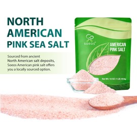 Soeos American Pink Salt, Fine Grain, 16oz (453g), Sea Salt, Curing Salt