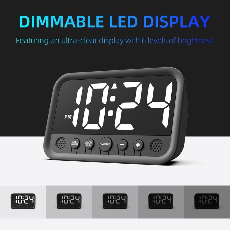 Jisile Digital Alarm Clock with Large Numbers, Digital Alarm Clock
