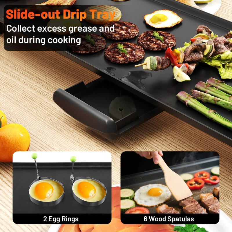 Costway 27" Large Electric Griddle w/ Adjustable Temperature Thermostats and