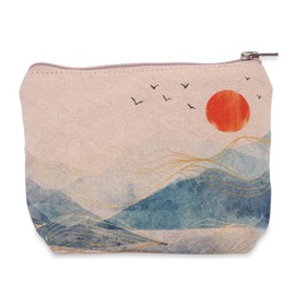 Cott N Curls Scenic Small Pouch - 5.5" x 7.5" Small Makeup Bag, Handcrafted Small Zipper Pouch, Cotton Canvas Small Pouches with Zipper, Durable Pouches for Purse with Digitally Printed Designs