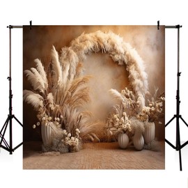 MEHOFOND 8x8ft Boho Photography Backdrop Retro Bohemian Floral Pampas Background Kid Birthday Party Wedding Pregnant Portrait Decor Photo Studio Props