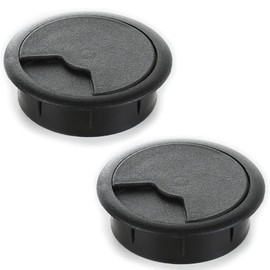 sossai® KDM2 Cable Grommet (Pack of 2) | Cable Duct / Desk Duct for Desks, Office & Worktops | Colour: Black | Diameter: 60 mm | Material: Plastic