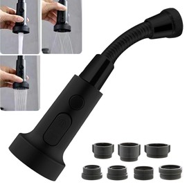 Black Tap Attachment with Hose, Swivelling Aerators for Taps, Kitchen Tap Extension Shower Head, Extension Aerator, Tap Extension Swivel Shower with Adapter