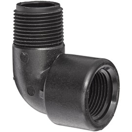 Banjo SL050-90 Polypropylene Pipe Fitting, 90 Degree Street Elbow, Schedule 80, 1/2" NPT Female x NPT Male