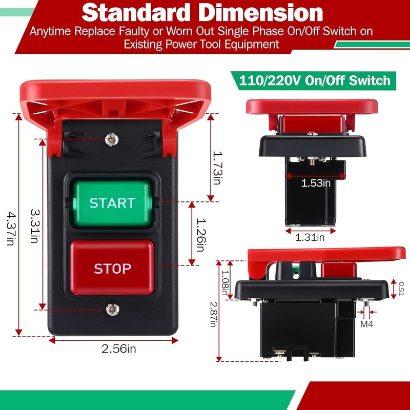 Dreyoo 2 Set Single Phase On/Off Switch, Efficient Switch On