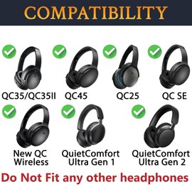 SOULWIT Headphone Carry Case for Bose QC35/QC45/QC Ultra/QC25/QC SE/Quiet Comfort, Hard EVA Replacement Case, Travel Storage Bag with Carabiner - Black