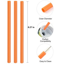 Straws Replacement Compatible with Owala Freepsip 24oz,32oz Water Bottle,Replacement Parts For Owala Free Sip Sway 30 oz,Include 6 BPA-FREE Straws and 1 Cleaning Brush(Citrus Orange)