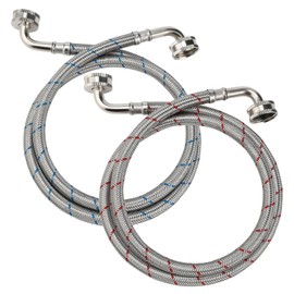PLUMBINGMASTER 4FT Washing Machine Hoses,Burst Proof Water Supply Line with Double 90 Degree Elbows,Washer Supply Lines to Universal Wash Machines