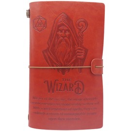 KLIBEN DND Faux Leather Journal for Role Players D&D Notebook Fantasy Style Notepad Original Gift for Dungeons and Dragons Players Role Playing Accessories Role Playing Game (Wizard)