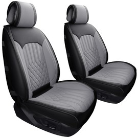 Tomatoman Seat Covers Fit for Most Cars Truck Compatible with Toyota Camry CHR 4 Runner Avalon Prius RAV4 Matrix Venza Sienna Corolla FJ Cruiser Land Cruiser(2PCS Front/Black Grey)