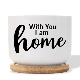 DecStic with You I Am Home Ceramic Planters Bible Verse Planters for Indoor Plants with Drainage Holes and Saucers Pot for Home Office Desk Garden
