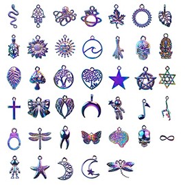 stino 100 G Vintage Antique Metal Charms for Jewelry Making, Bulk Silver & Gold, for Bracelet, Necklace, Earrings DIY Crafts (Rainbow 2)