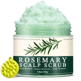 Scalp Scrub,Scalp Exfoliator with Rosemary & Mint,Hair Treatment for Itchy Scalp, Dandruff & Buildup Removal, Clarifying Scrub Shampoo with Scalp Massager for Detox & Nourishment/8.8oz