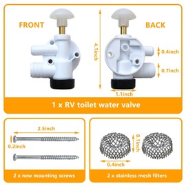 2025 New 385314349 RV Toilet Water Valve Kit Replacement for Pedal Flush Toilets for Camper/Trailer/Boat | Premium in Prevention of Leakage | Increased Freeze Resistance