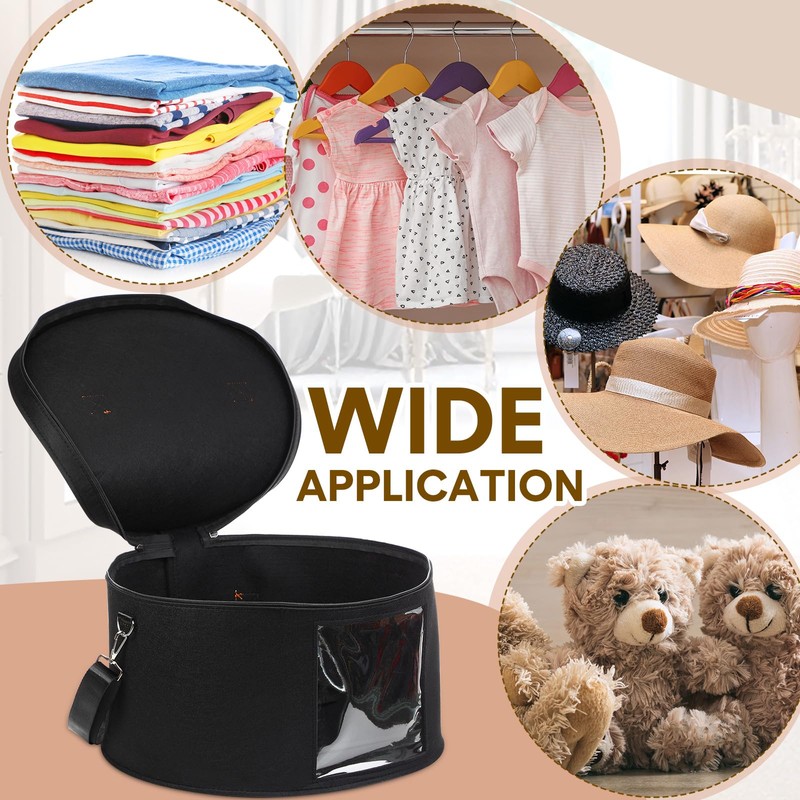 Suzile 4 Pack Large Round Foldable Felt Hat Box for