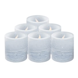 Furora LIGHTING Blue Real Wax LED Votive Tealight Candles Pack of 6, Flameless Flickering Candles for Delicate Home Décor, 1.95’’(W) x 2.17’’(H), Batteries Included