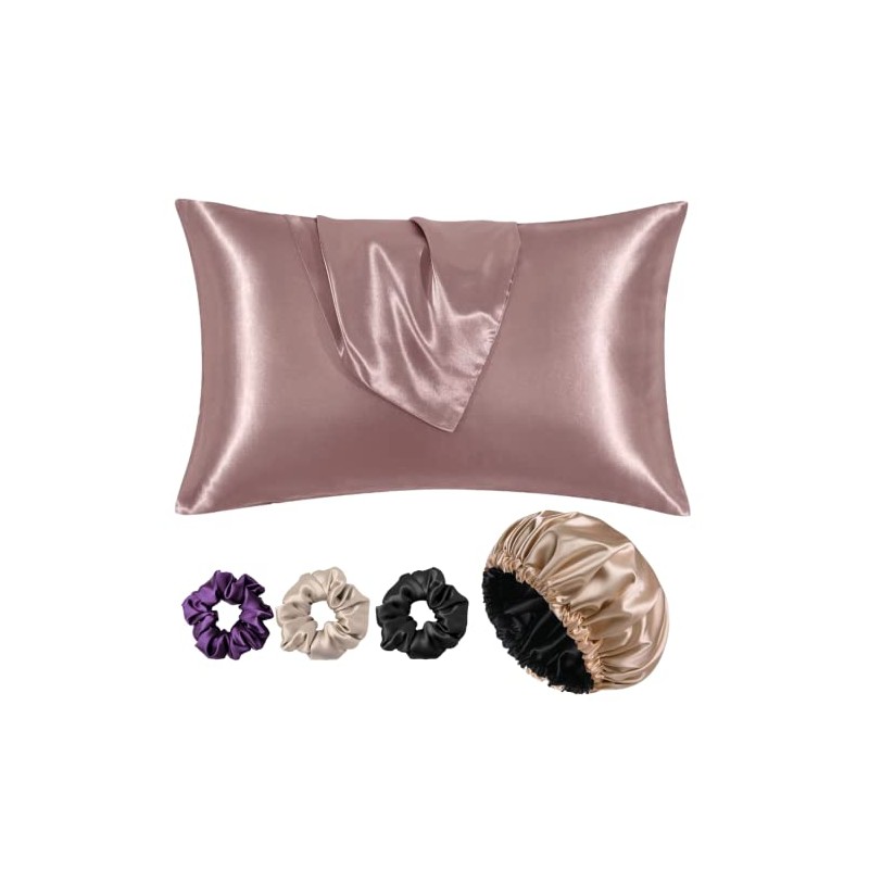 Atrube Satin Bonnet for Curly Hair Silk Pillow Covers and